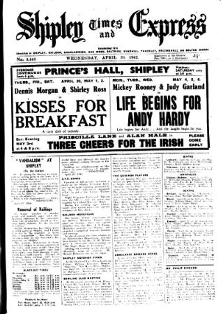 cover page of Shipley Times and Express published on April 29, 1942
