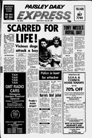 cover page of Paisley Daily Express published on May 28, 1988