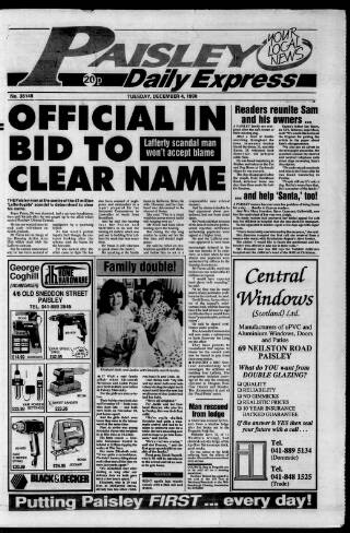 cover page of Paisley Daily Express published on December 4, 1990