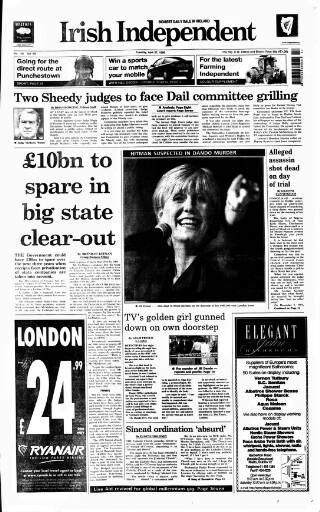 cover page of Irish Independent published on April 27, 1999