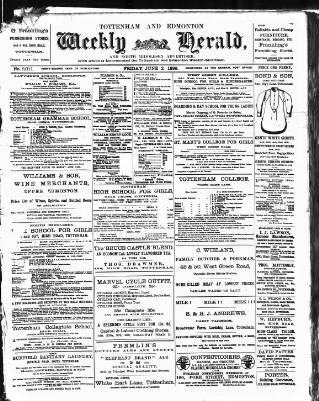 cover page of Tottenham and Edmonton Weekly Herald published on June 2, 1899