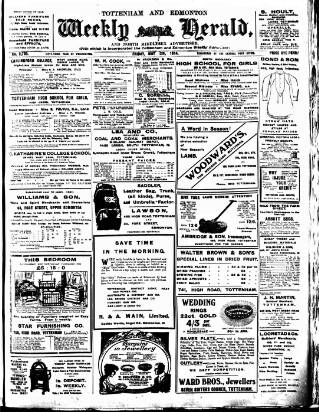 cover page of Tottenham and Edmonton Weekly Herald published on May 29, 1914