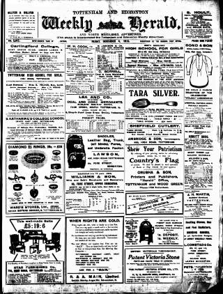cover page of Tottenham and Edmonton Weekly Herald published on December 4, 1914