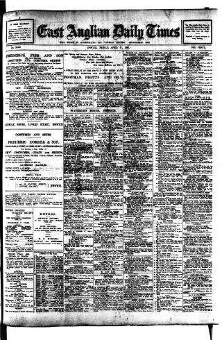 cover page of East Anglian Daily Times published on April 27, 1906