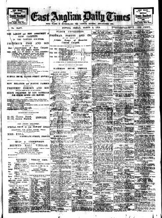 cover page of East Anglian Daily Times published on March 4, 1910
