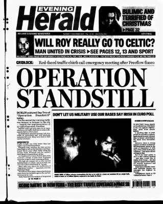 cover page of Evening Herald (Dublin) published on December 4, 2001