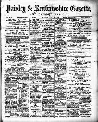 cover page of Paisley & Renfrewshire Gazette published on May 28, 1892