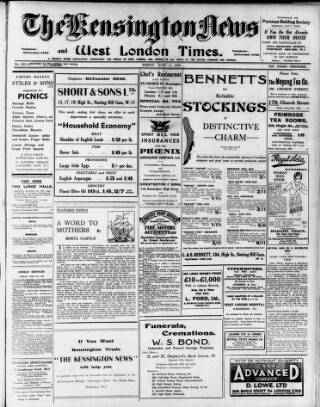 cover page of Kensington News and West London Times published on June 2, 1933