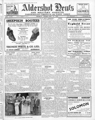cover page of Aldershot News published on February 21, 1941
