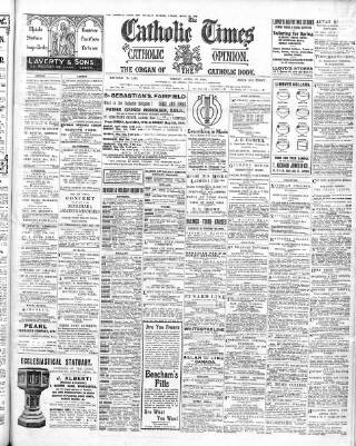 cover page of Catholic Times and Catholic Opinion published on April 28, 1916