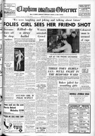 cover page of Clapham Observer published on April 10, 1959
