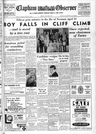 cover page of Clapham Observer published on June 12, 1959