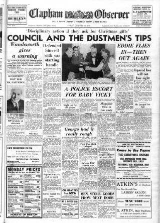 cover page of Clapham Observer published on December 11, 1959
