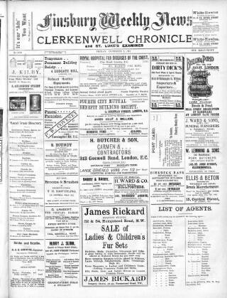 cover page of Finsbury Weekly News and Chronicle published on December 2, 1910