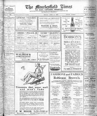 cover page of Macclesfield Times published on April 24, 1925