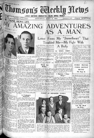 cover page of Thomson's Weekly News published on June 3, 1933