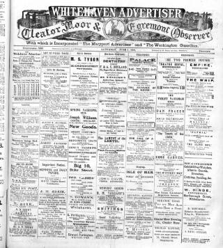 cover page of Whitehaven Advertiser and Cleator Moor and Egremont Observer published on June 1, 1918