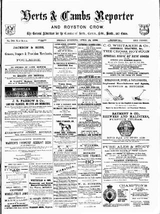 cover page of Herts & Cambs Reporter & Royston Crow published on April 25, 1890