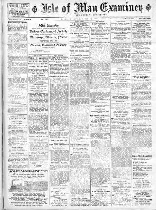 cover page of Isle of Man Examiner published on April 29, 1916