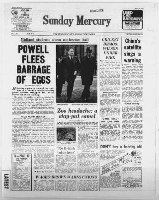 cover page of Birmingham Weekly Mercury published on April 26, 1970