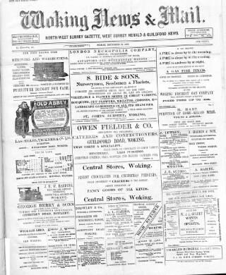 cover page of Woking News & Mail published on December 20, 1907