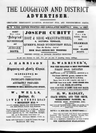 cover page of Loughton and District Advertiser published on April 1, 1887