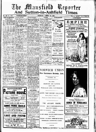cover page of Mansfield Reporter published on April 25, 1924