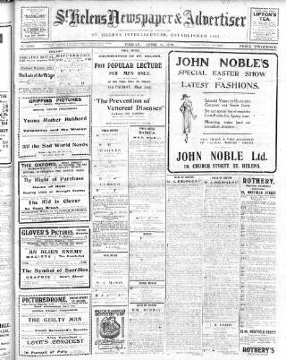 cover page of St. Helens Newspaper & Advertiser published on April 18, 1919