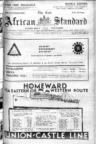 cover page of East African Standard published on March 10, 1934