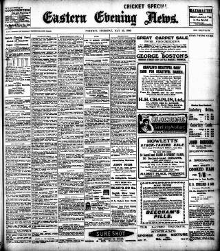 cover page of Eastern Evening News published on May 28, 1908