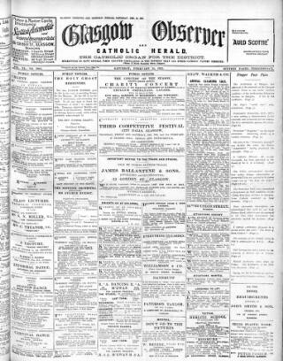 cover page of Glasgow Observer and Catholic Herald published on February 14, 1925