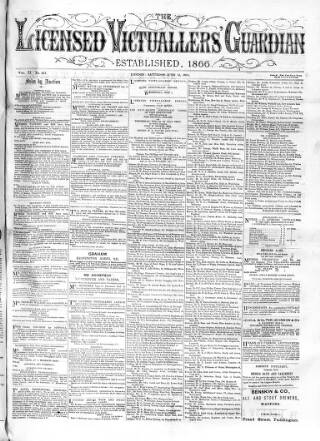 cover page of Licensed Victuallers' Guardian published on June 13, 1874