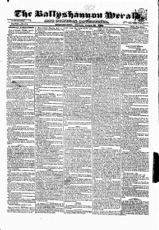 cover page of Ballyshannon Herald published on April 19, 1839