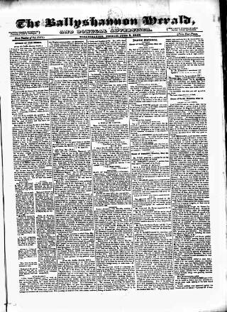 cover page of Ballyshannon Herald published on June 2, 1843