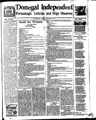 cover page of Donegal Independent published on November 28, 1914