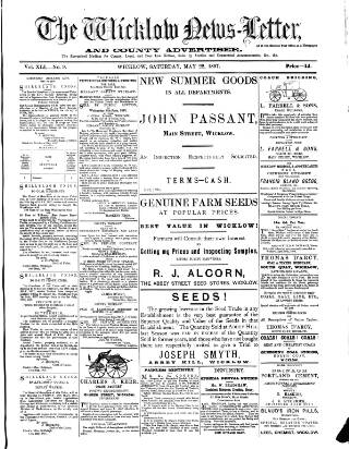cover page of Wicklow News-Letter and County Advertiser published on May 22, 1897