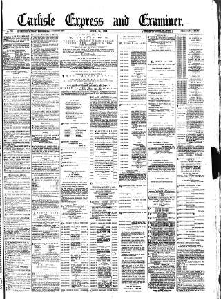 cover page of Carlisle Express and Examiner published on April 26, 1884