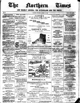 cover page of Northern times and weekly journal for Sutherland and the North published on April 26, 1900