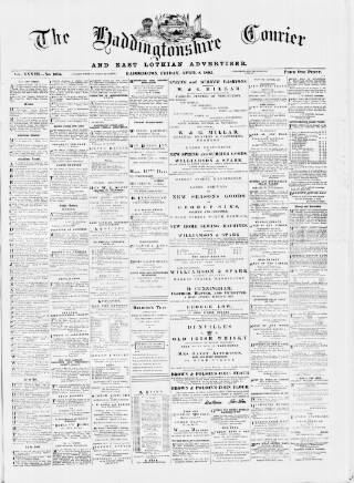 cover page of Haddingtonshire Courier published on April 8, 1892