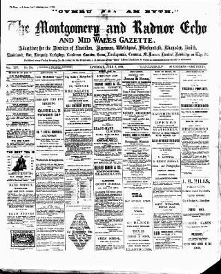 cover page of Montgomeryshire Echo published on June 2, 1900