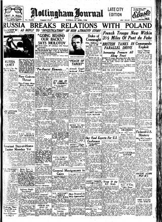 cover page of Nottingham Journal published on April 27, 1943