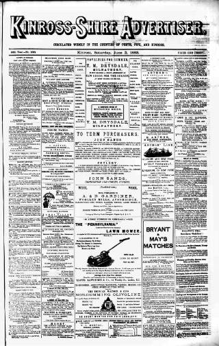 cover page of Kinross-shire Advertiser published on June 2, 1883