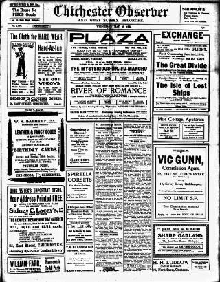 cover page of Chichester Observer published on May 28, 1930
