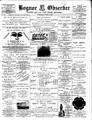 cover page of Bognor Regis Observer published on April 19, 1899