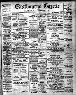 cover page of Eastbourne Gazette published on June 3, 1908