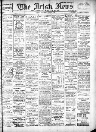 cover page of Irish News and Belfast Morning News published on May 29, 1907