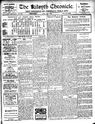 cover page of Kilsyth Chronicle published on June 2, 1922