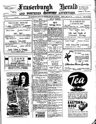 cover page of Fraserburgh Herald and Northern Counties' Advertiser published on April 25, 1944