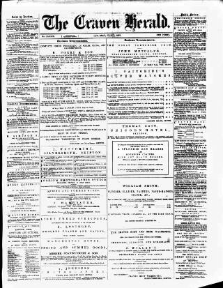 cover page of Craven Herald published on July 1, 1876