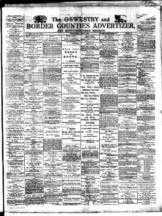 cover page of Oswestry Advertiser published on July 3, 1889